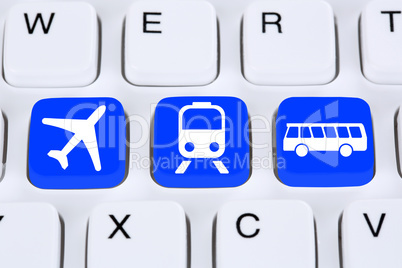 Reise online im Internet buchen mit Flugzeug, Bahn oder Bus