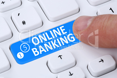 Internet Online Banking Überweisung Button drücken am Computer