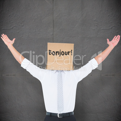Composite image of anonymous cheering businessman
