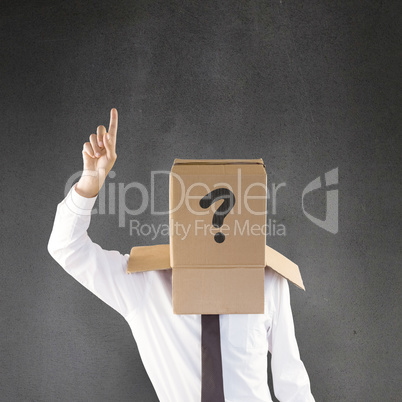Composite image of anonymous businessman with hand pointing up