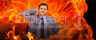 Composite image of thinking businessman