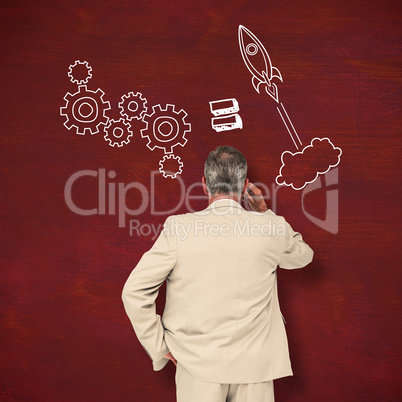 Composite image of thinking businessman