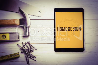 Home design against blueprint