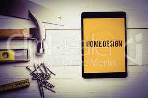 Home design against blueprint