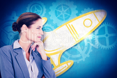 Composite image of  businesswoman smiling on a white background