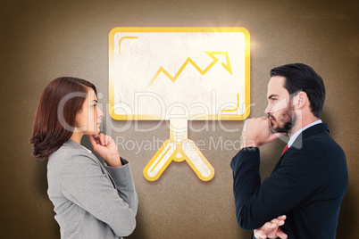 Composite image of concentrating businesswoman