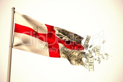 Composite image of falling dollars