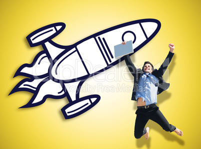 Composite image of cheering businessman Composite image of cheering businessman