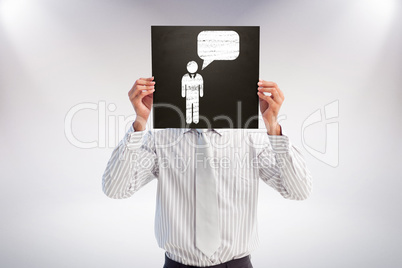 Composite image of businessman showing board
