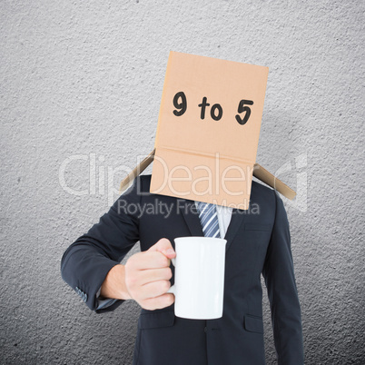 Composite image of anonymous businessman with mug