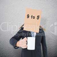 Composite image of anonymous businessman with mug