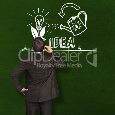 Composite image of thinking businessman scratching head