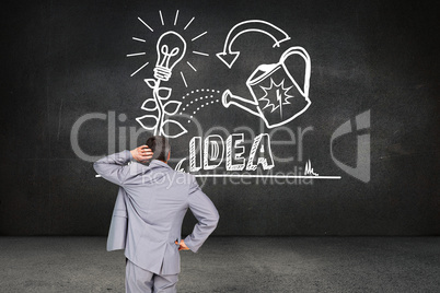 Composite image of thinking businessman