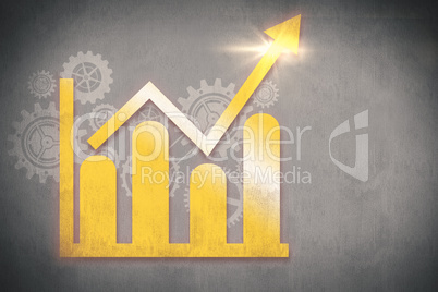 Composite image of bar chart and arrow