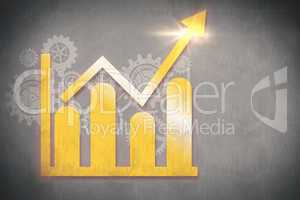 Composite image of bar chart and arrow