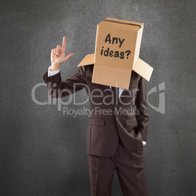 Composite image of anonymous businessman pointing up with finger