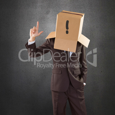 Composite image of anonymous businessman pointing up with finger