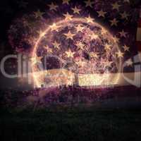 Composite image of colourful fireworks exploding on black backgr
