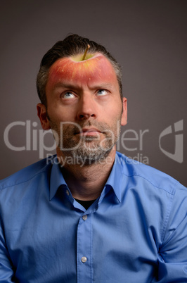 Business man with an apple head