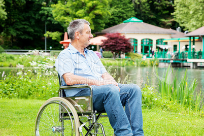 Man with wheelchair in the park