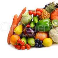 fruits and vegetables isolated on white background