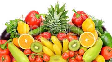 fruits and vegetables isolated on white background