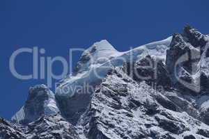 Peak of Kangtega and glacier