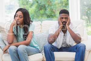 Couple having argument on the couch