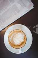 Close up view of a cappuccino