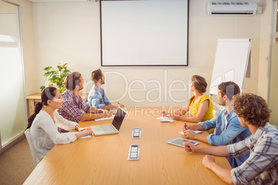 Attentive business team following a presentation