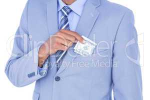 businessman holding bribe