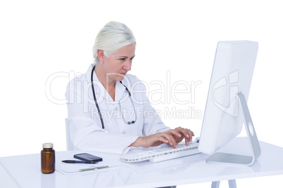 Doctor working on her computer