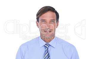 Smiling businessman against a white background