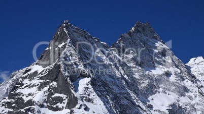 Pointed mountain peaks