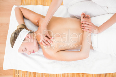 Pretty blonde enjoying a massage