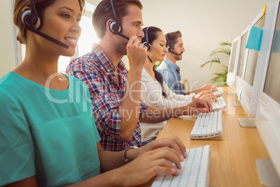 Business team working at the call centre