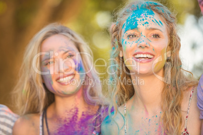 Friends having fun with powder paint