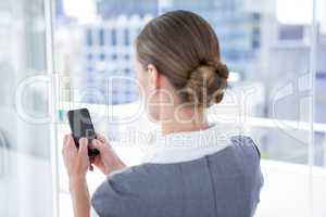 Businesswomen texting with his smartphone