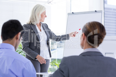 Business team looking at white screen