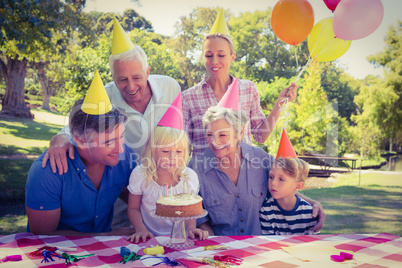 Happy family celebrating a birthday