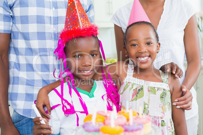 Happy family celebrating a birthday together