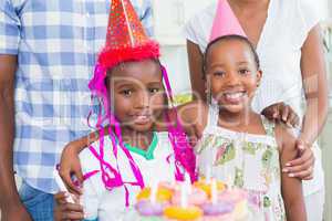 Happy family celebrating a birthday together