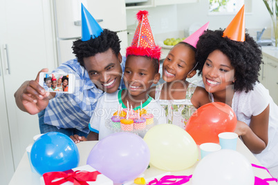 Happy family celebrating a birthday together