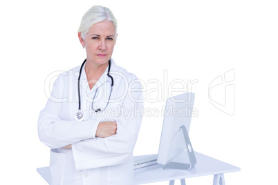 Doctor working on her computer