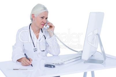 Doctor working on her computer