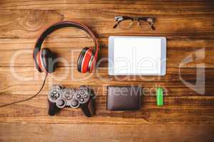Tablet music headphone wallet glasses and USB key