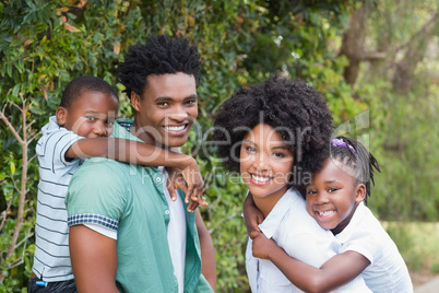 Happy family having fun together