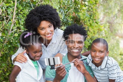 Happy family taking a selfie