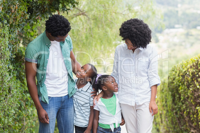 Happy family walking together