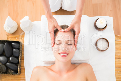 pretty blonde receiving head massage